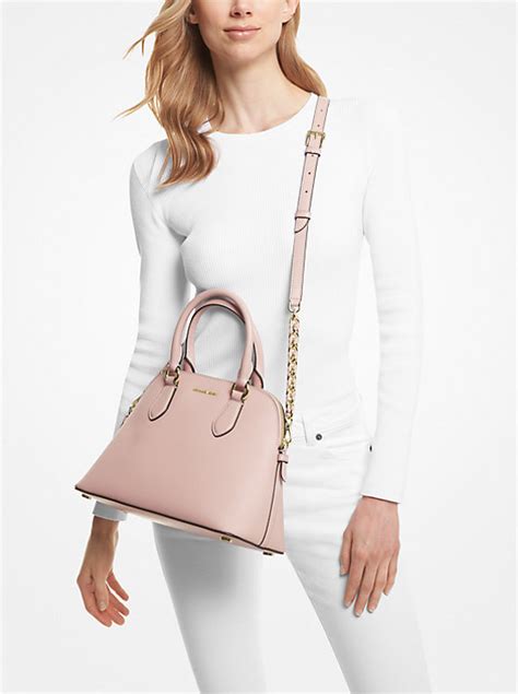 michael kors saffiano dome satchel pink|veronica saffiano leather dome satchel.